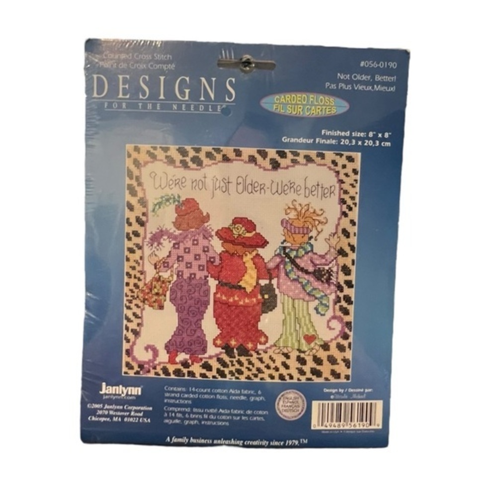 Cross Stitch‎ Kit Not Older Better Senior Red Hat Friends Janlynn 056-0190 New